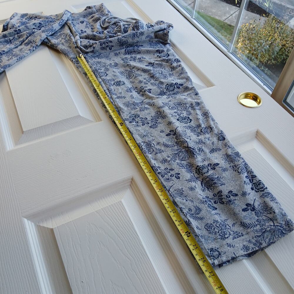 Lucky Brand Blue Floral Print Pajama Set M grey short sleeve tee lounge pants - Picture 11 of 12